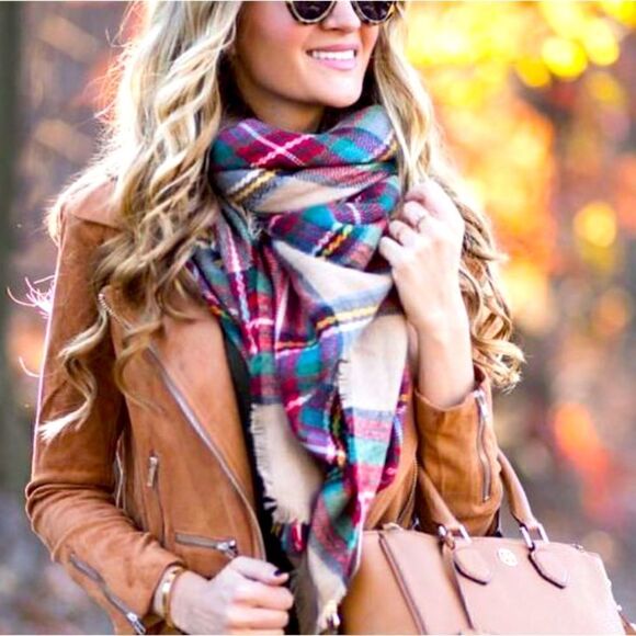 Target Merona flannel tartan plaid large scarf - Picture 2 of 8